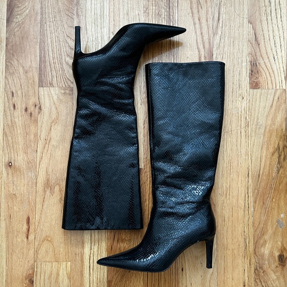 mango snakeskin texture boots - Picture 1 of 6